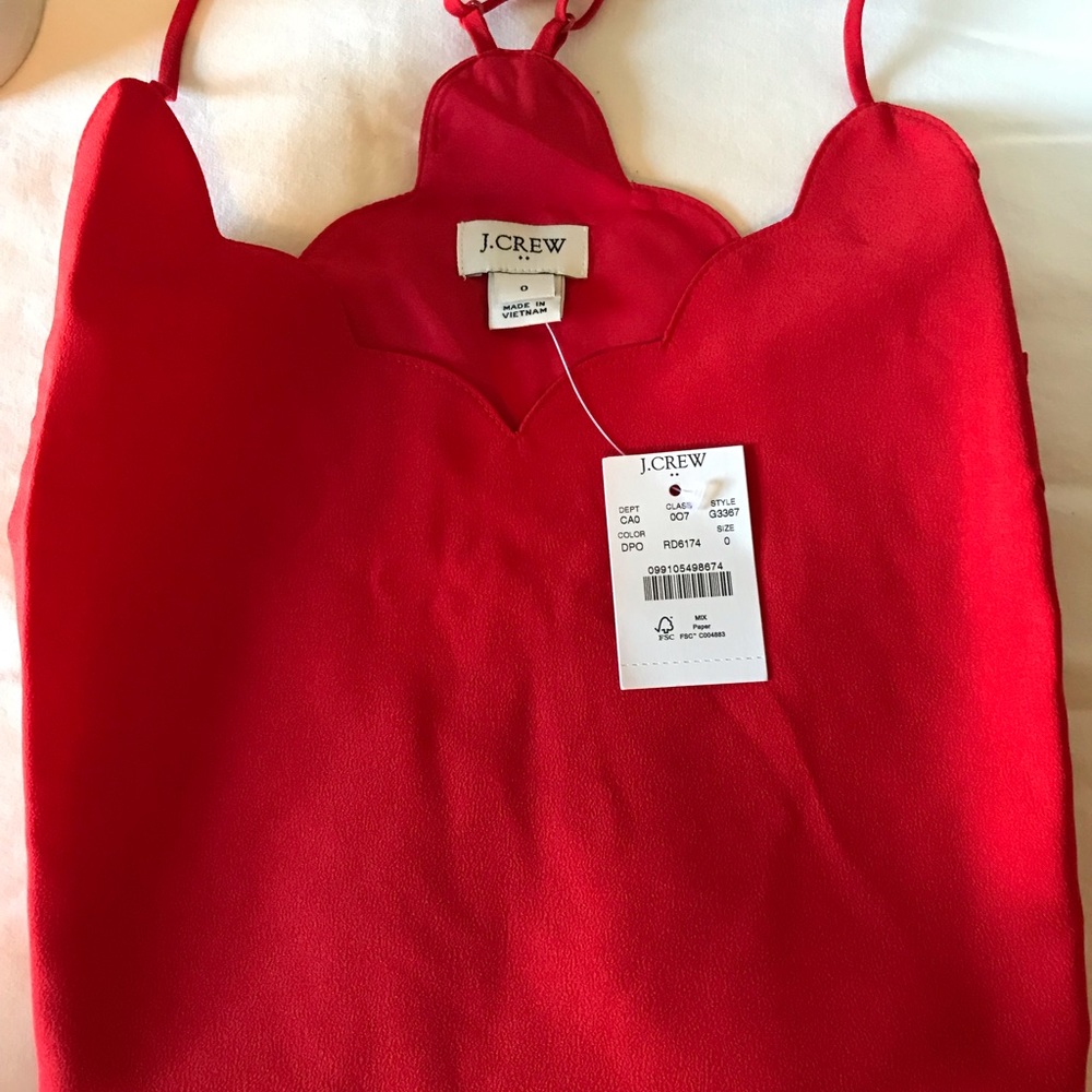 J. Crew Factory scalloped cami red